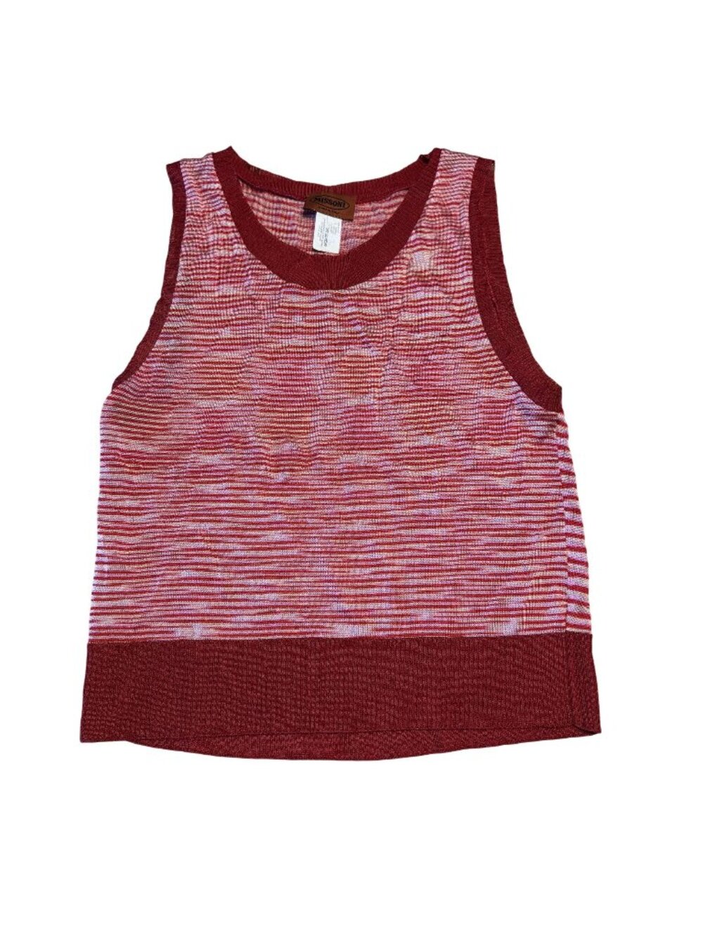 Missoni Red Striped Knit Sleeveless Cropped Tank Top Women's Size 44 US 8